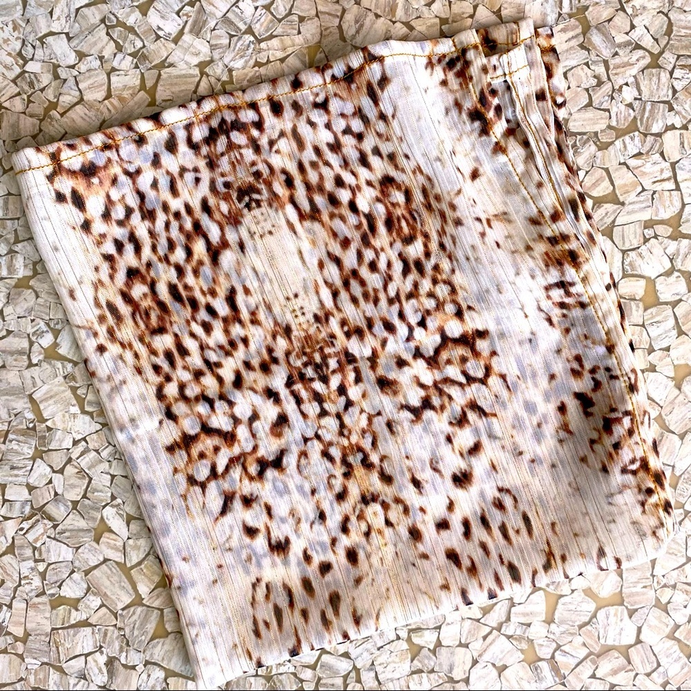 Beautiful semi sheer snakeskin print scarf with gold lurex threads